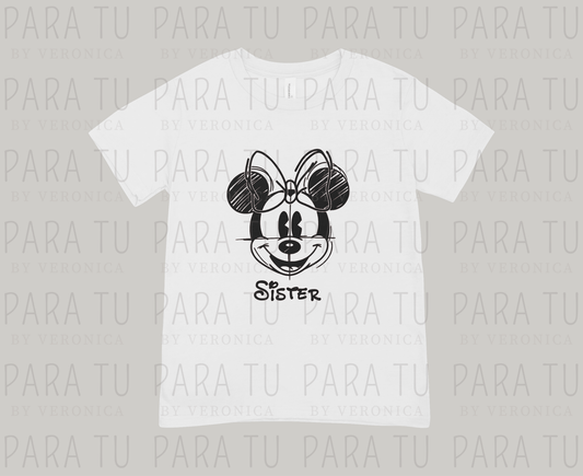 Playera Minnie Sketch Personalizable