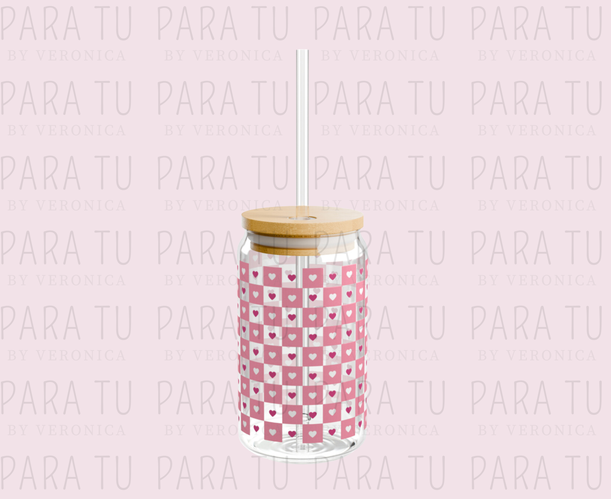 Vaso Cuadrícula Corazones