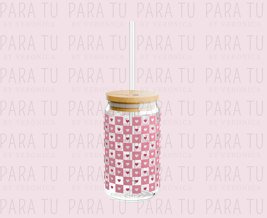 Vaso Cuadrícula Corazones