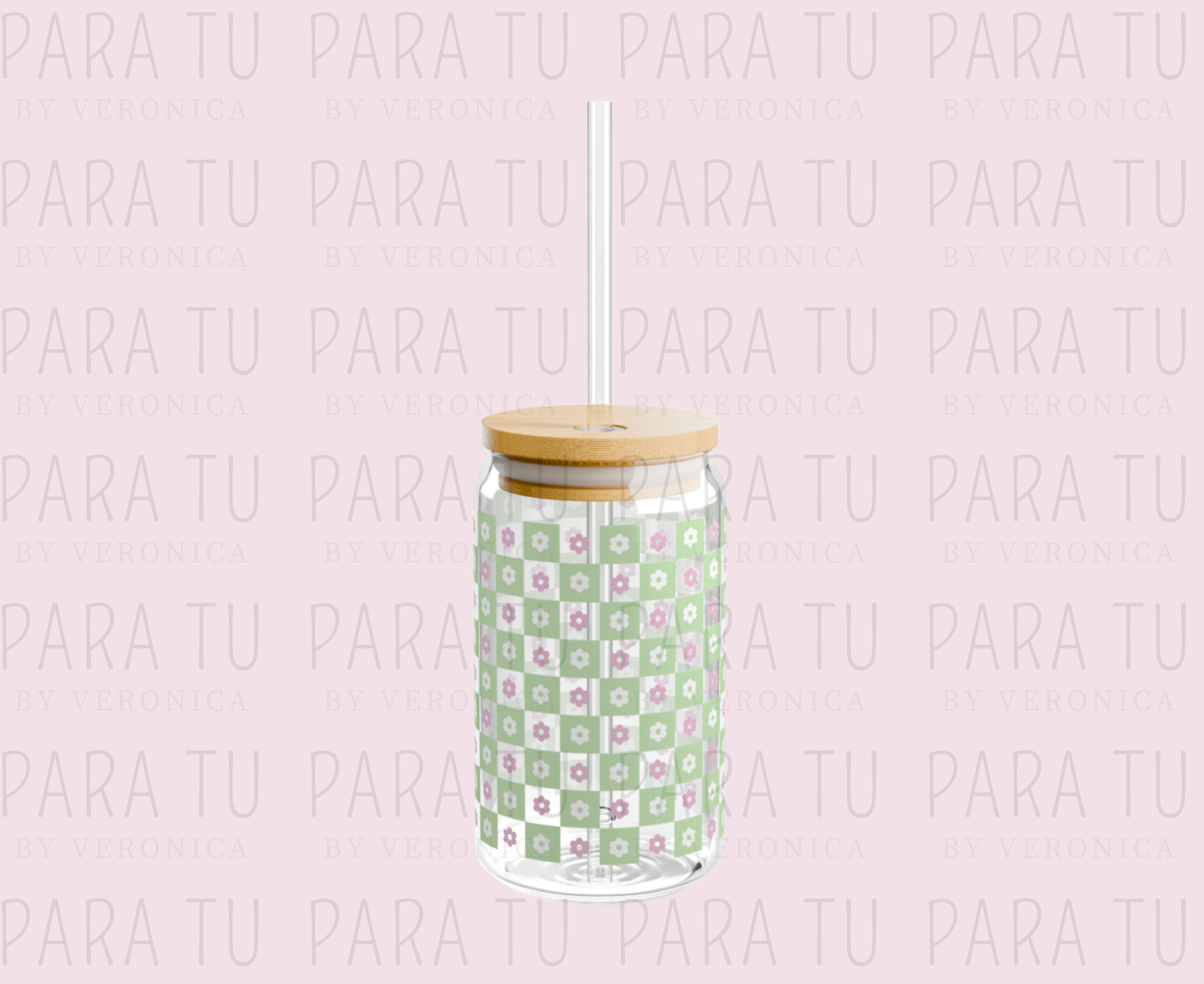 Vaso Cuadrícula Flores