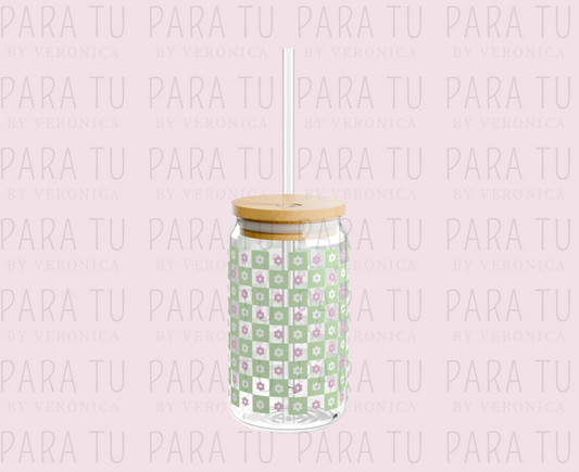 Vaso Cuadrícula Flores