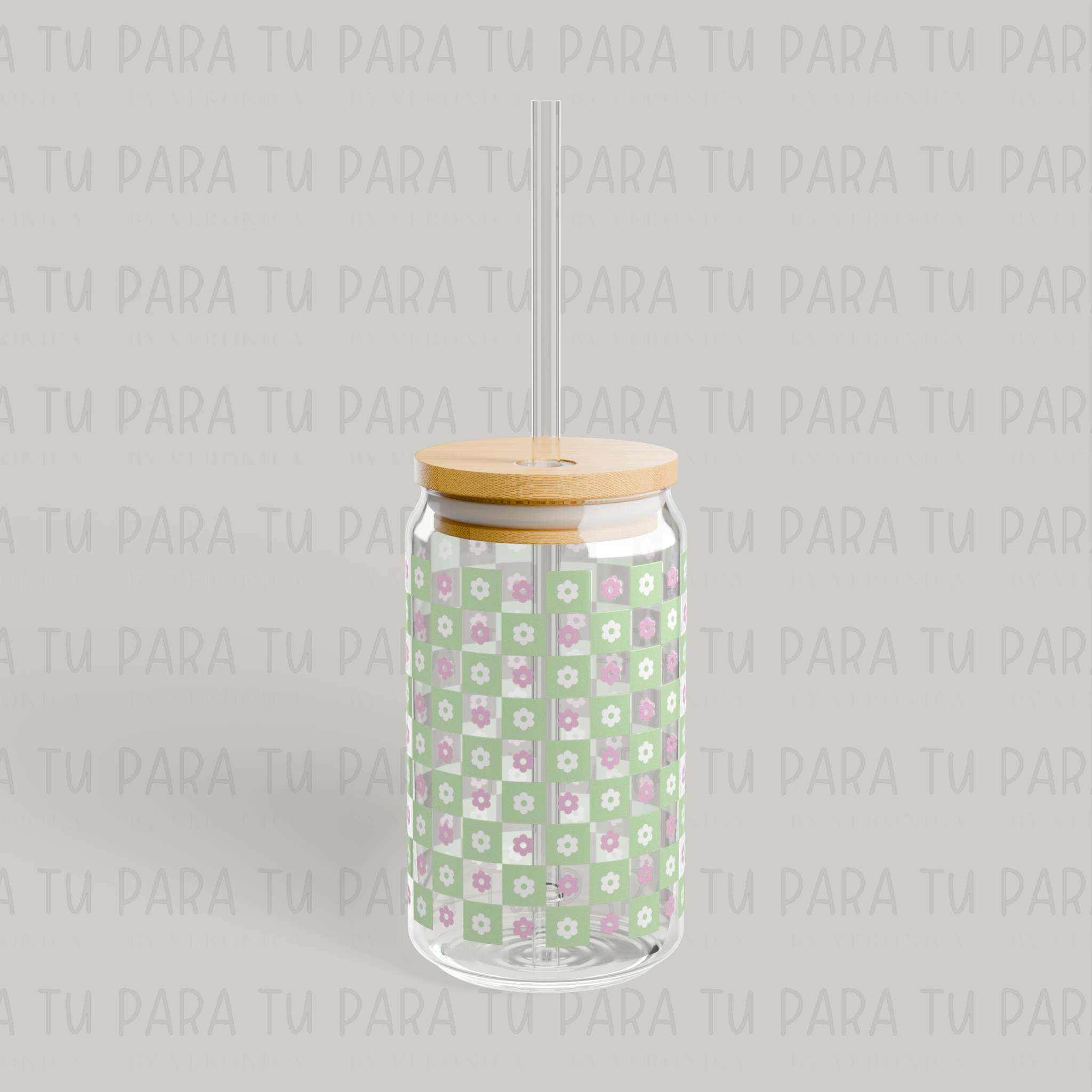 Vaso Cuadrícula Flores