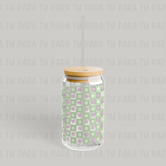 Vaso Cuadrícula Flores