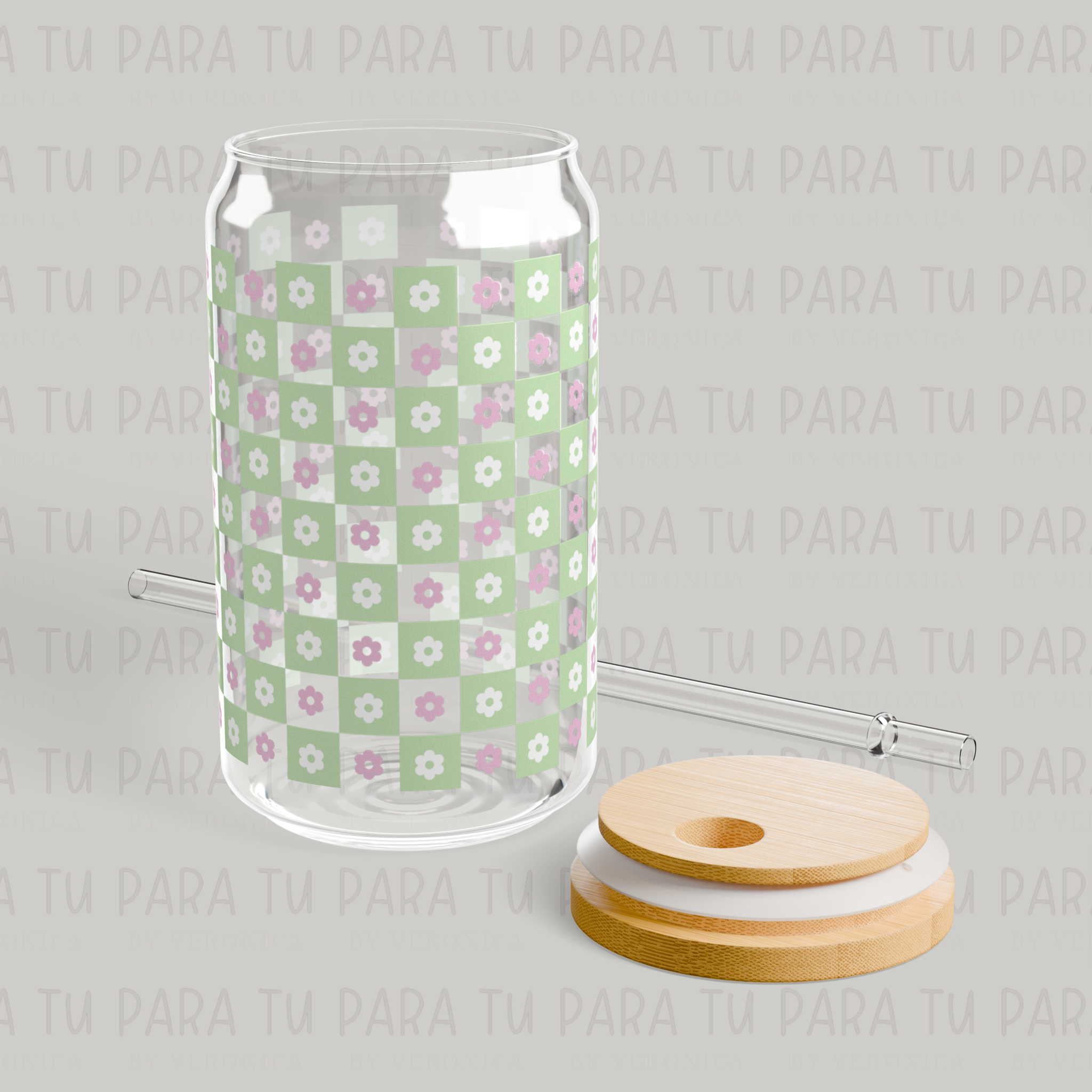 Vaso Cuadrícula Flores