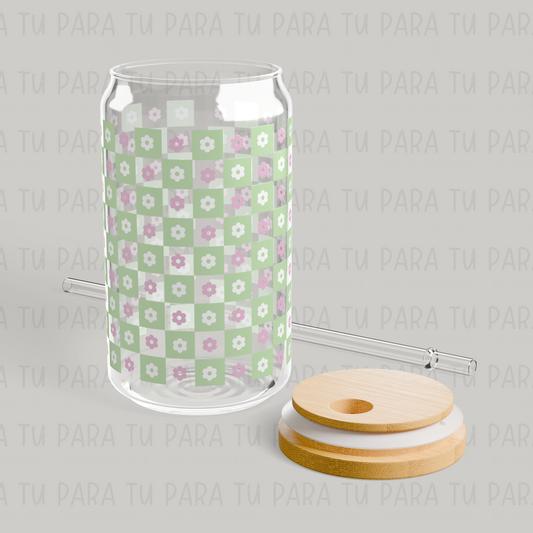 Vaso Cuadrícula Flores