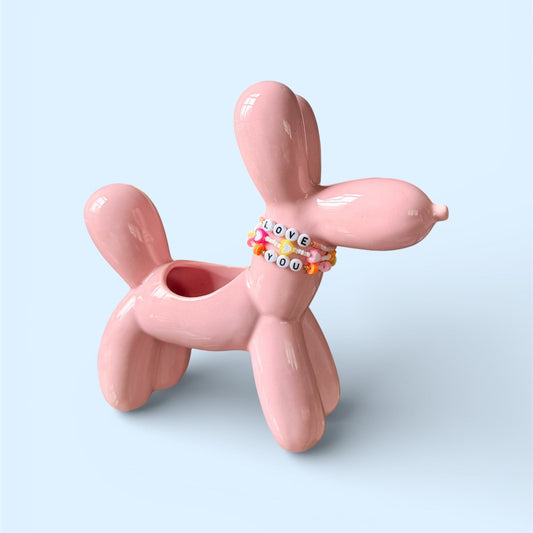 Maceta Perro globo rosa
